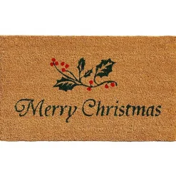 Outdoor Christmas Decorations>Kirklands Home Merry Christmas Holly Branch Doormat