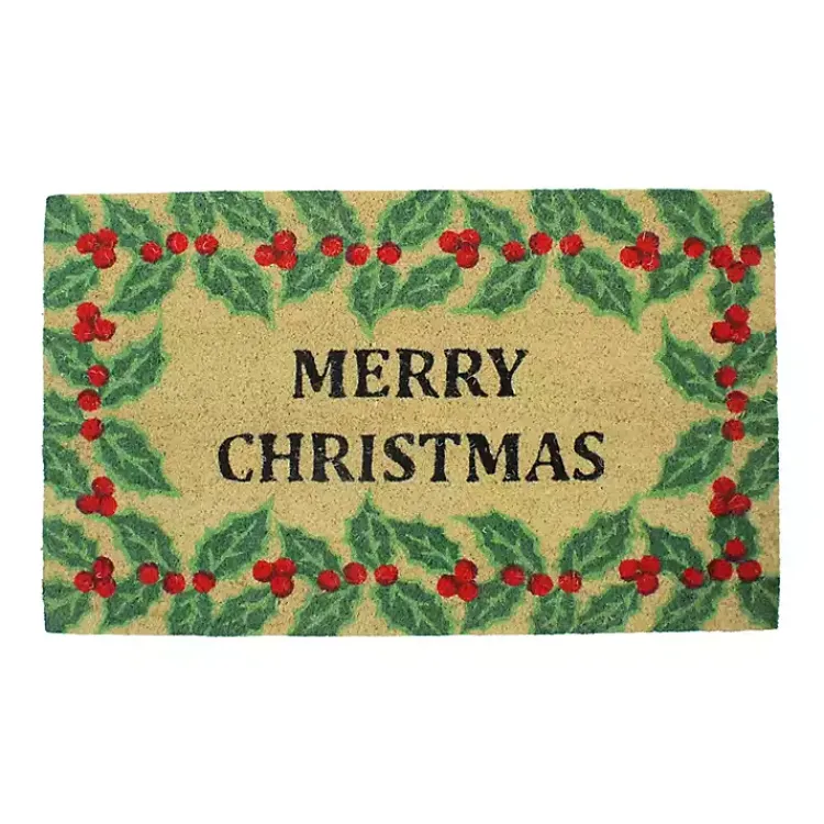 Outdoor Christmas Decorations>Kirklands Home Merry Christmas Holly Doormat
