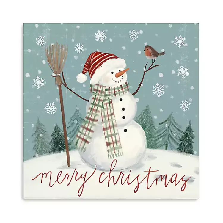 Christmas Art & Wall Decor>Kirklands Home Merry Christmas Snowman Canvas Wall Plaque