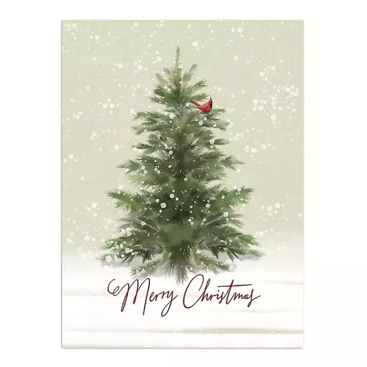 Christmas Art & Wall Decor>Kirklands Home Merry Christmas Snowy Tree Canvas Art Print Green