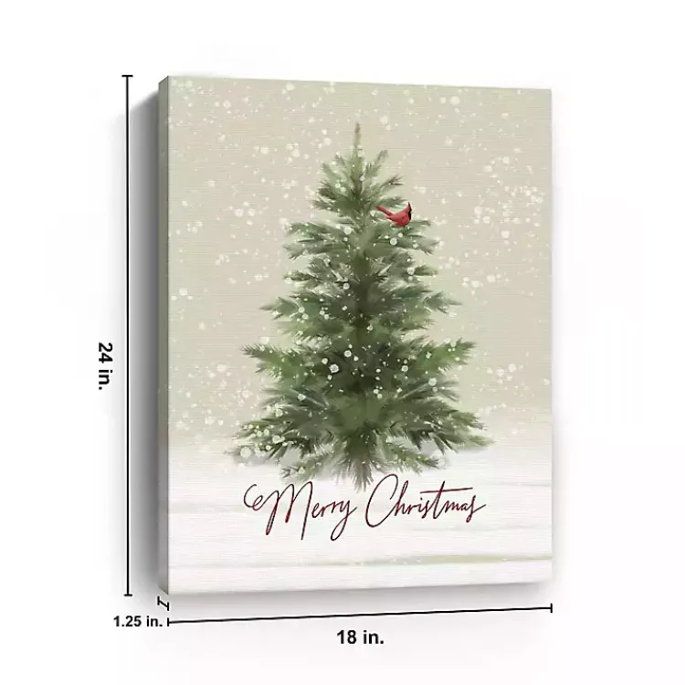 Christmas Art & Wall Decor>Kirklands Home Merry Christmas Snowy Tree Canvas Art Print Green