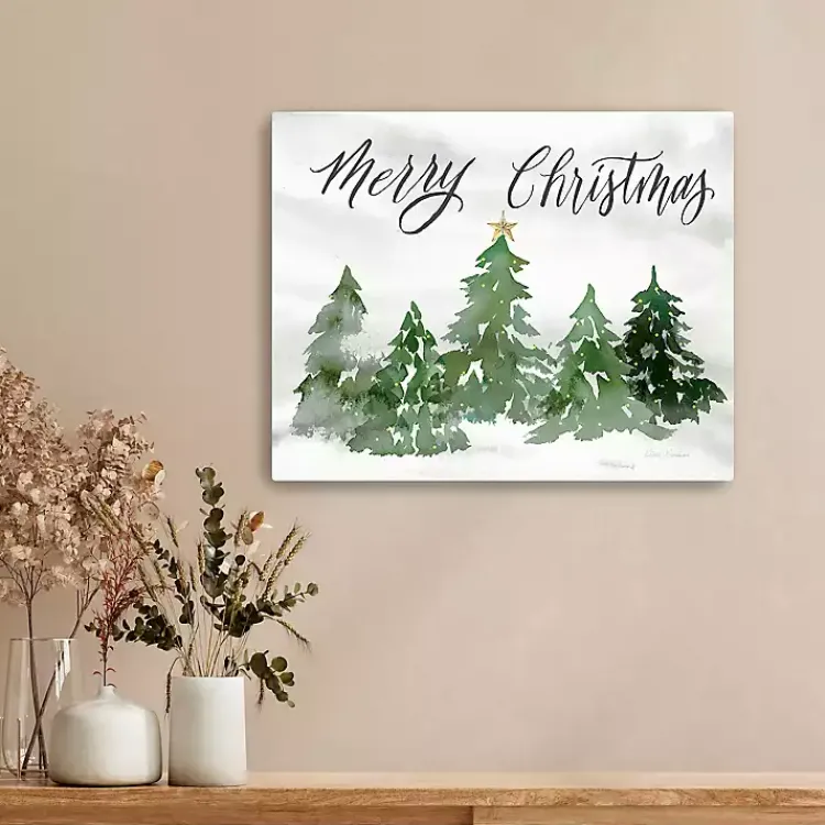 Christmas Art & Wall Decor>Kirklands Home Merry Christmas Trees Canvas Art Print