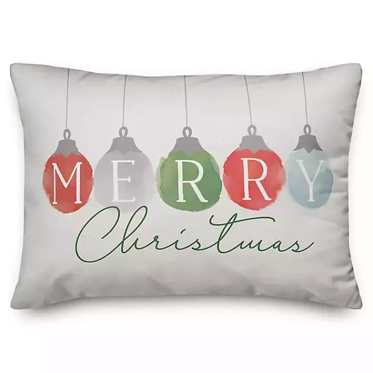 Christmas Pillows>Kirklands Home Merry Christmas Watercolor Ornaments Pillow