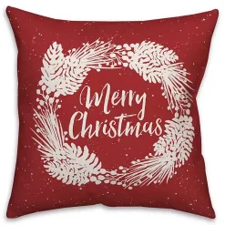 Pillows>Kirklands Home Merry Christmas Wreath Outdoor Pillow