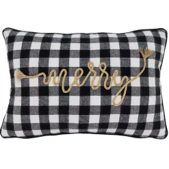 Christmas Pillows>Kirklands Home Merry Gingham Felt Lumbar Pillow