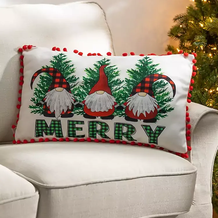 Christmas Pillows>Kirklands Home Merry HoHoHo Gnomes Lumbar Pillows, Set of 2