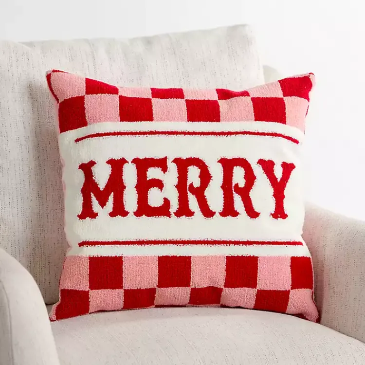 Pillows>Kirklands Home Merry Pink Checkered Pillow