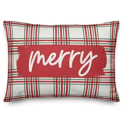Christmas Pillows>Kirklands Home Merry Plaid Lumbar Pillow