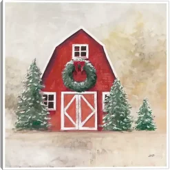 Christmas Art & Wall Decor>Kirklands Home Merry Red Barn Framed Canvas Art Print