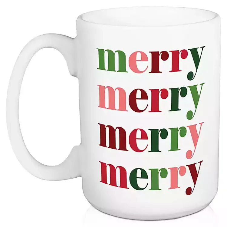 Christmas Dining & Entertaining>Kirklands Home Merry Stripes Mugs, Set of 2 Multi