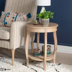 Kirklands Home Merryweather Natural Wood Accent Table Tan Sale