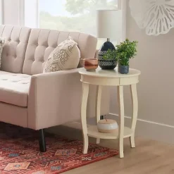 Kirklands Home Merryweather Off White Accent Table Ivory Sale