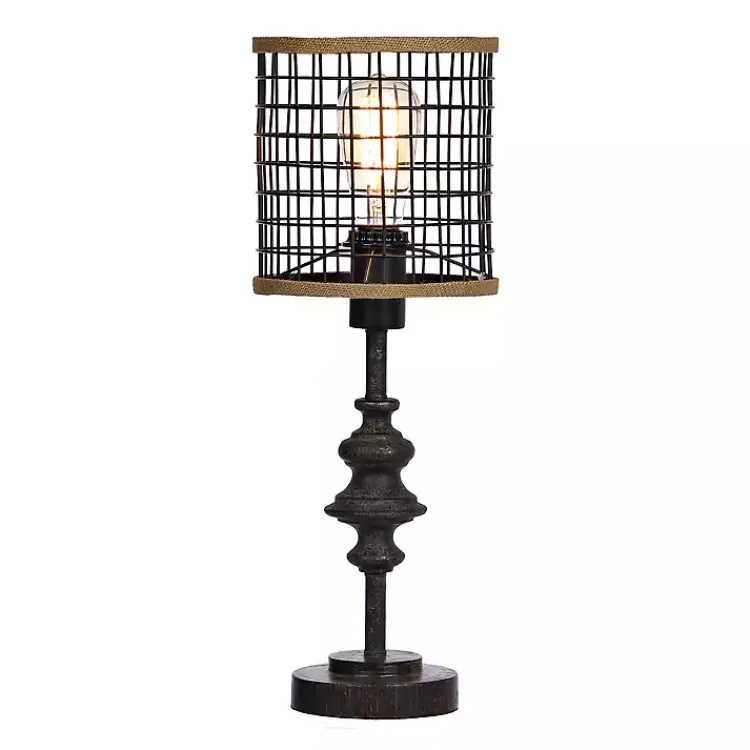 Kirklands Home Metal and Burlap Edison Lamp Brown Sale