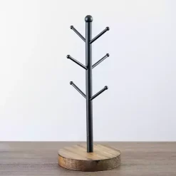 Kirklands Home Metal and Pine Wood Mug Tree