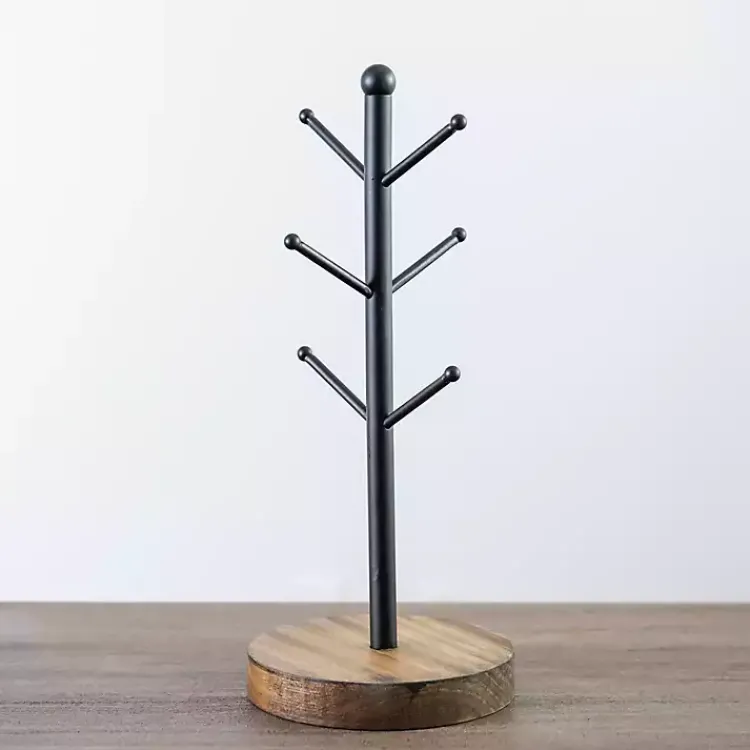 Kirklands Home Metal and Pine Wood Mug Tree