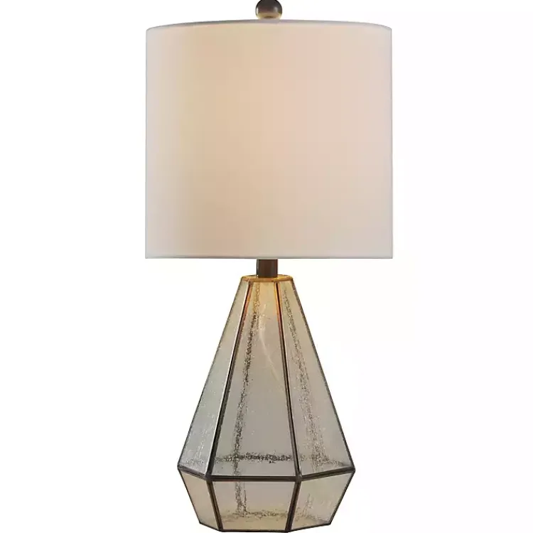 Kirklands Home Metal and Seeded Glass Cage Table Lamp White