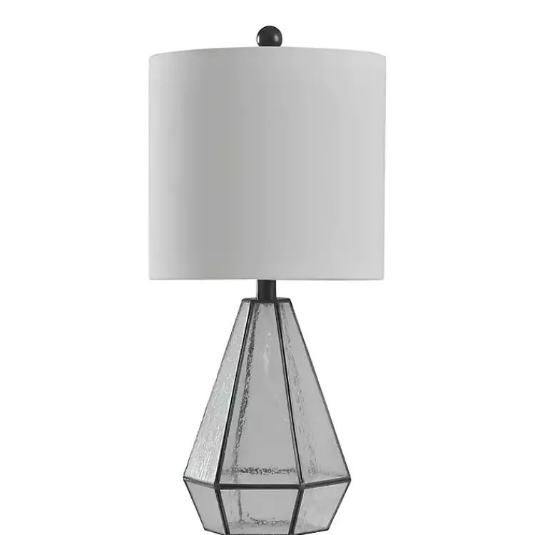 Kirklands Home Metal and Seeded Glass Cage Table Lamp White