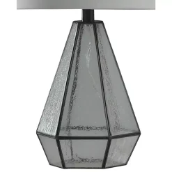 Kirklands Home Metal and Seeded Glass Cage Table Lamp White