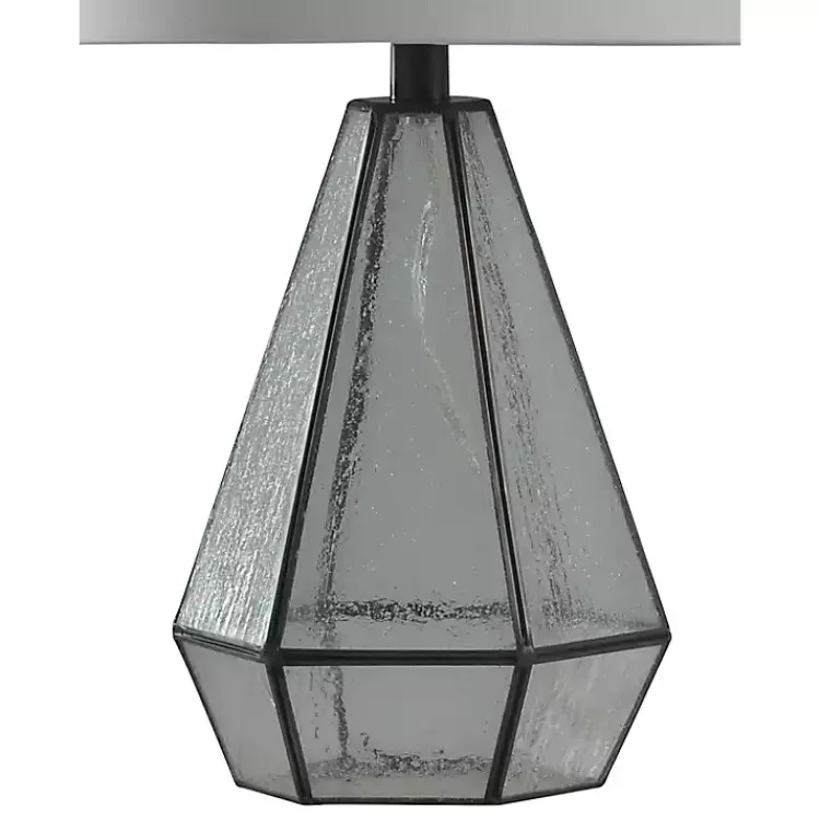 Kirklands Home Metal and Seeded Glass Cage Table Lamp White