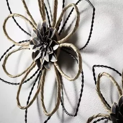 Kirklands Home Metal and Twine Flower Wall Plaques, Set of 2 Hot