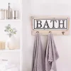 Kirklands Home Metal and Wood Bath Sign with Hooks Discount