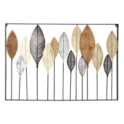 Kirklands Home Metal and Wood Leaf Stems Wall Plaque Multi Best