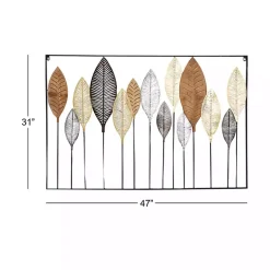 Kirklands Home Metal and Wood Leaf Stems Wall Plaque Multi Best