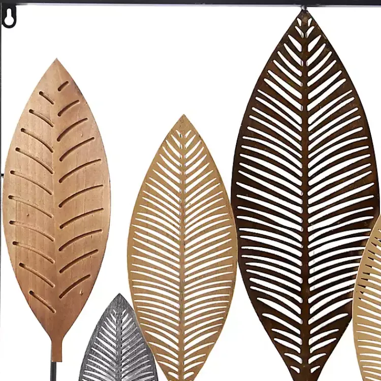 Kirklands Home Metal and Wood Leaf Stems Wall Plaque Multi Best