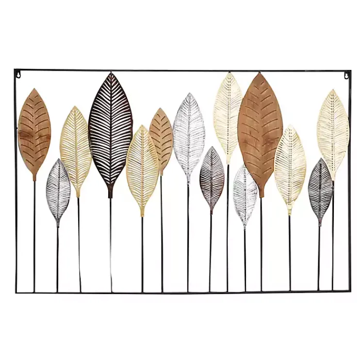 Kirklands Home Metal and Wood Leaf Stems Wall Plaque Multi Best