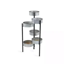 Kirklands Home Metal and Wood 6-Pot Folding Plant Stand