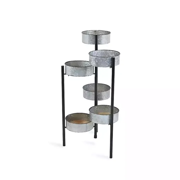 Kirklands Home Metal and Wood 6-Pot Folding Plant Stand