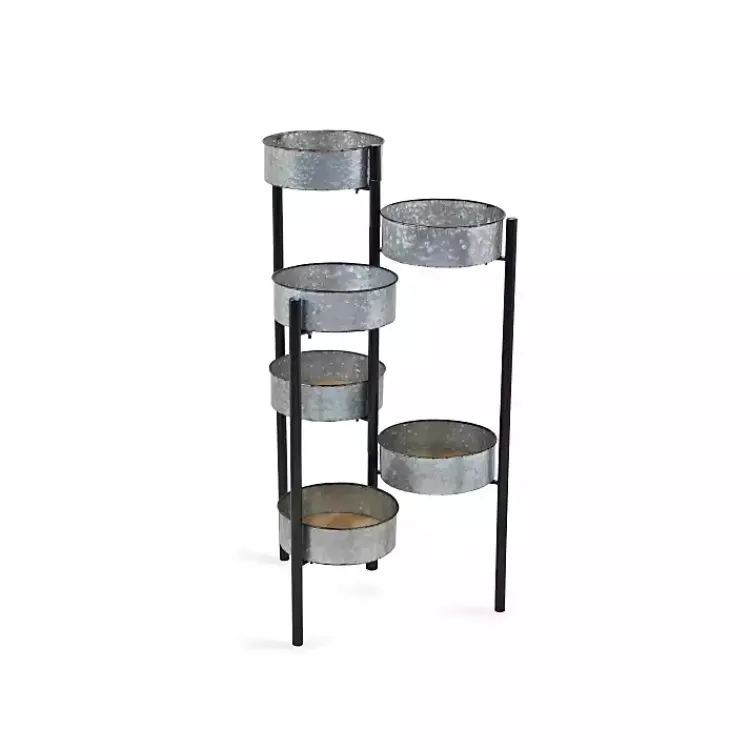 Kirklands Home Metal and Wood 6-Pot Folding Plant Stand