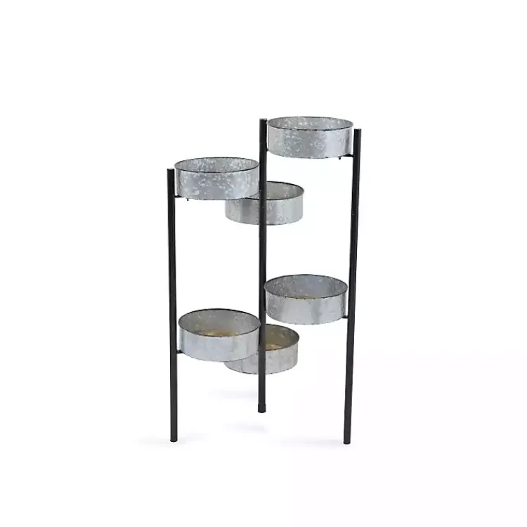 Kirklands Home Metal and Wood 6-Pot Folding Plant Stand