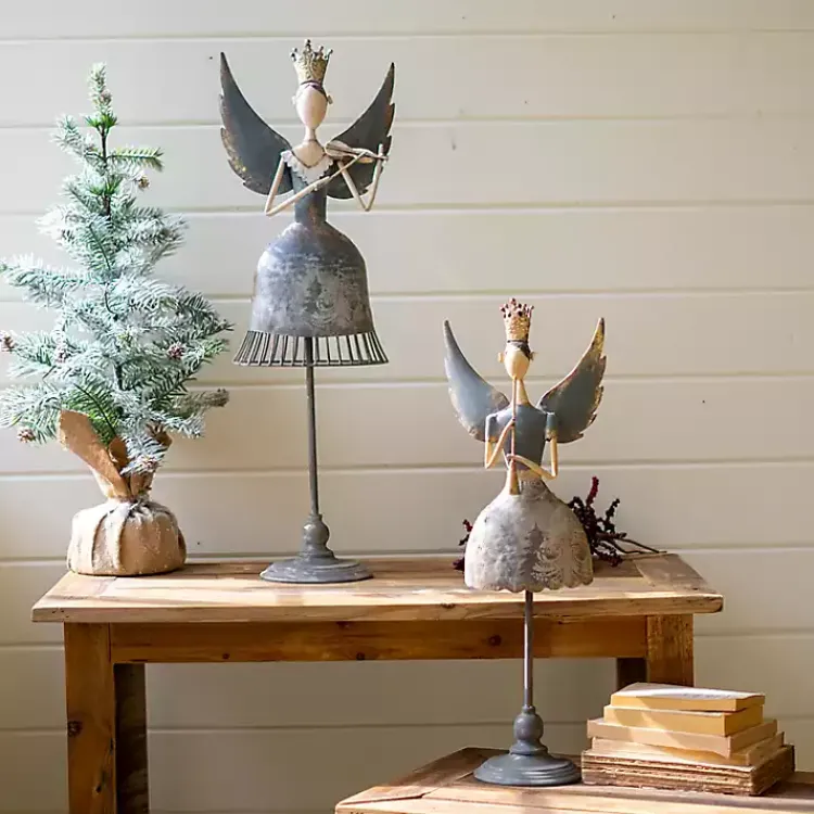 Christmas Decorations>Kirklands Home Metal Angels with Instruments, Set of 2
