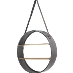 Kirklands Home Metal Circle Wall Shelf with Leather Strap Outlet