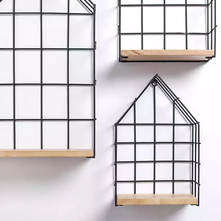 Kirklands Home Metal Grate House Wall Shelves, Set of 3 New