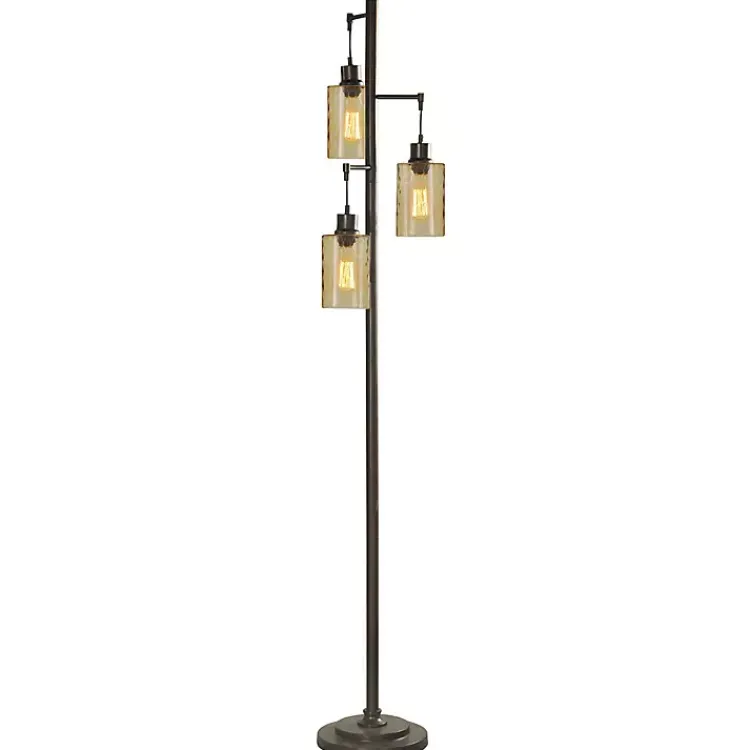 Kirklands Home Metal Robert Floor Lamp with Amber Glass Pendants Brown Outlet