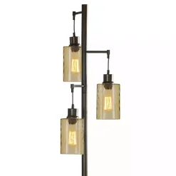 Kirklands Home Metal Robert Floor Lamp with Amber Glass Pendants Brown Outlet
