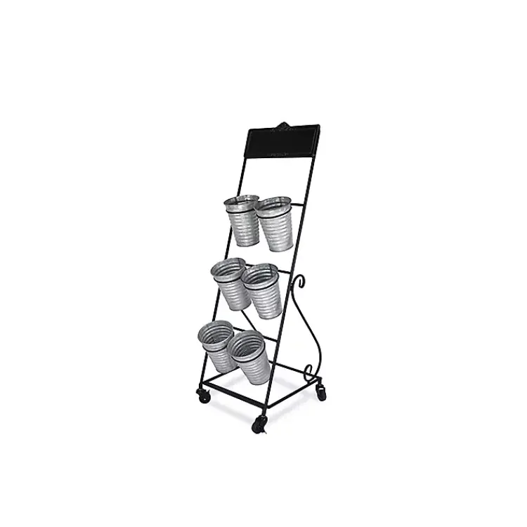 Kirklands Home Metal Rolling Planter with Galvanized Buckets Clearance