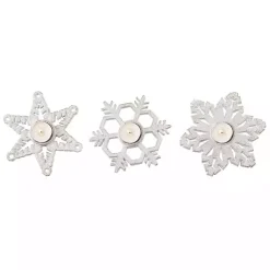 Christmas Decorations>Kirklands Home Metal Snowflake Tealight Candle Holders, Set of 3 White
