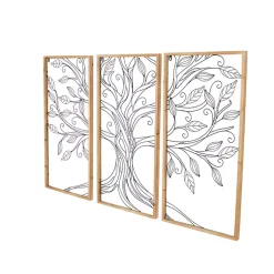 Kirklands Home Metal Wire Tree Panel Wall Plaques, Set of 3 New