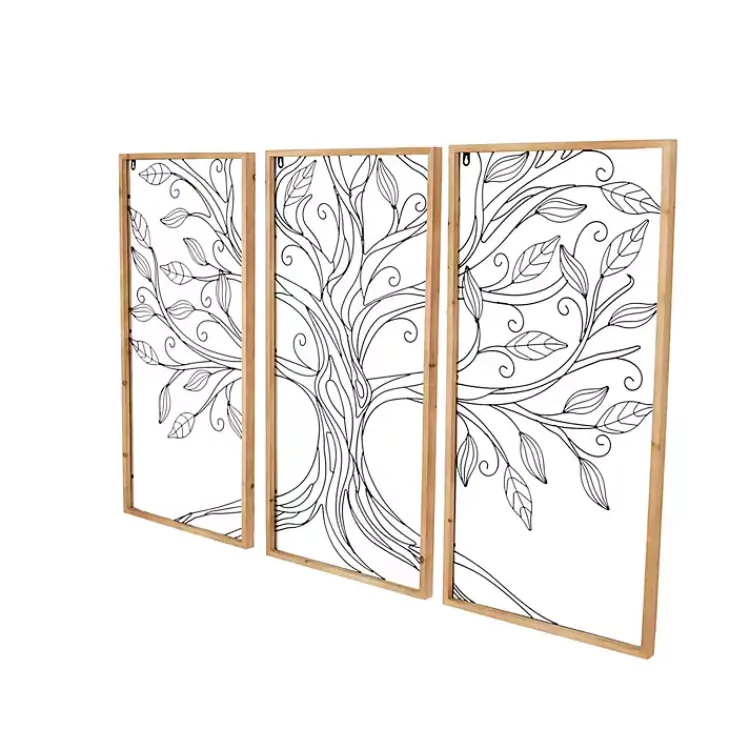 Kirklands Home Metal Wire Tree Panel Wall Plaques, Set of 3 New