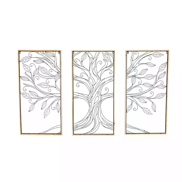 Kirklands Home Metal Wire Tree Panel Wall Plaques, Set of 3 New