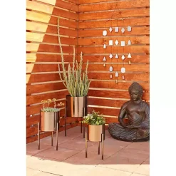 Kirklands Home Metallic Modern Iron Planters, Set of 3 Black Clearance