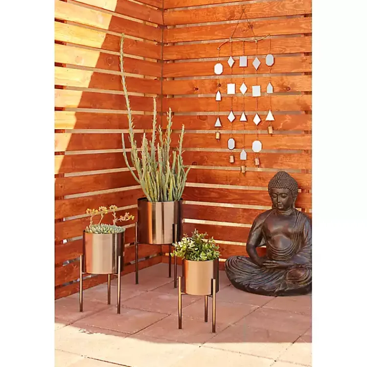 Kirklands Home Metallic Modern Iron Planters, Set of 3 Black Clearance