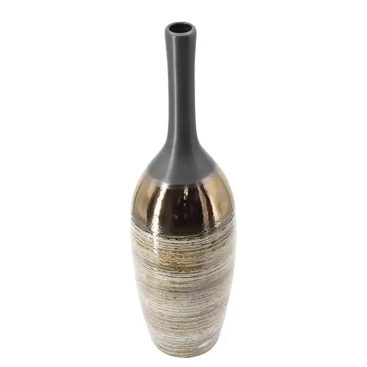 Vases>Kirklands Home Metallic Bronze Bottle Neck Vase, 19 in.