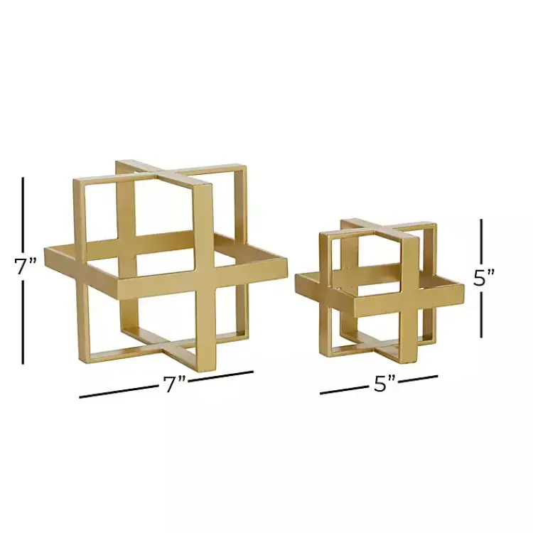 Statues & Figurines>Kirklands Home Metallic Cube Sculptures, Set of 2 Gold