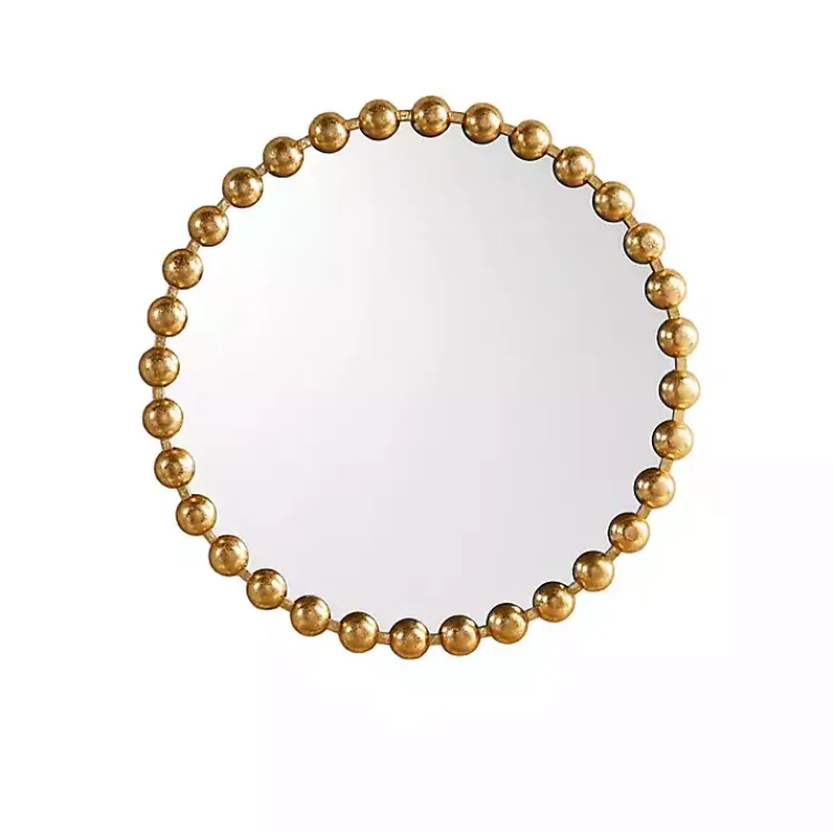 Kirklands Home Metallic Foiled Beaded Wall Mirror, 27 in. Gold