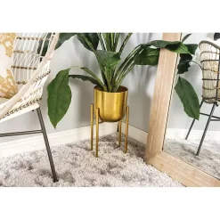 Kirklands Home Metallic Planters with Stands, Set of 2 Gold New