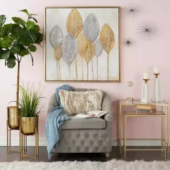 Kirklands Home Metallic Planters with Stands, Set of 2 Gold New